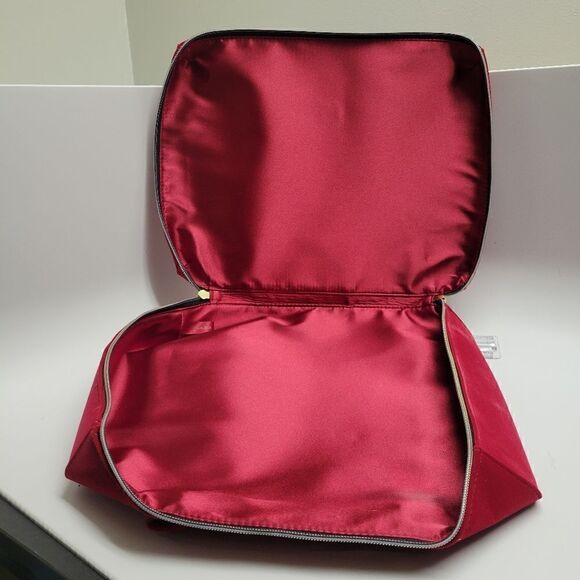 Estée Lauder Cherry Red Velvetty Flocked Makeup Case / Cute Bow Handbag / Laptop - Picture 13 of 16